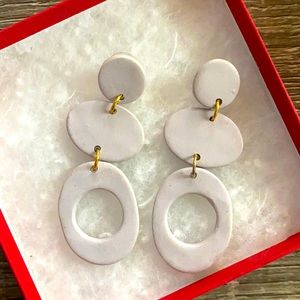 Clay, mid-century-mod lavender drop earrings